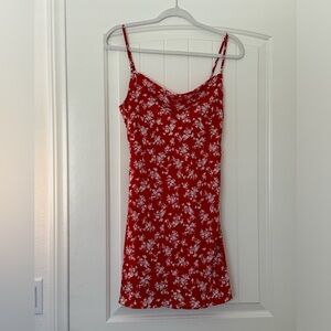 Forever 21 Strappy Cowl Neck Red/ White Floral Summer Dress